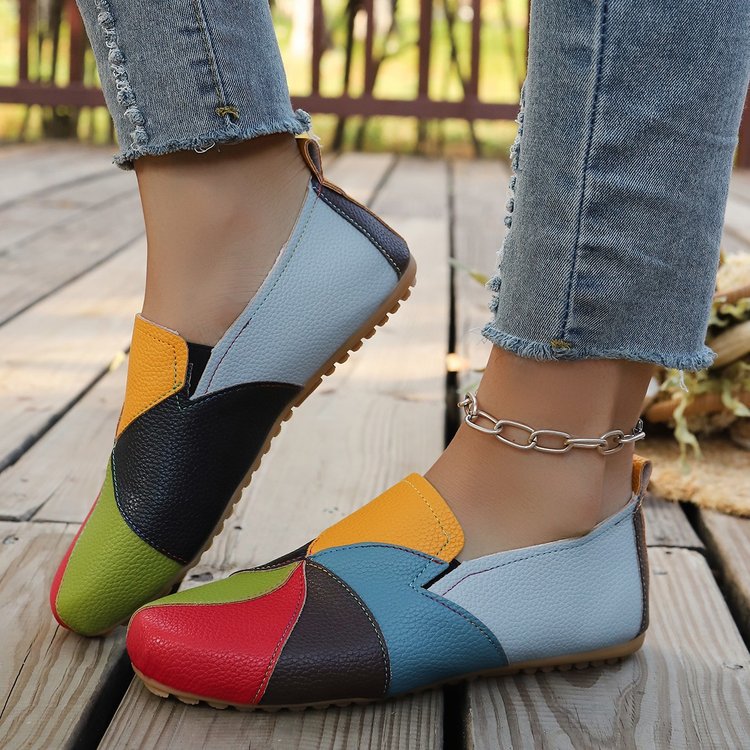 Fiorelle Women’s Norielle Slip-On Colorblock Loafers – Round Toe Casual Flat Shoes (US 5–10.5)