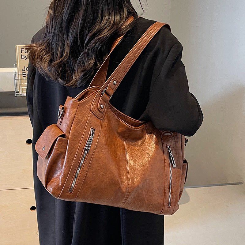 Fiorelle Women's Large-Capacity Vintage Tote Bag: Versatile High-End Shoulder and Handbag, Suitable for Crossbody Wear