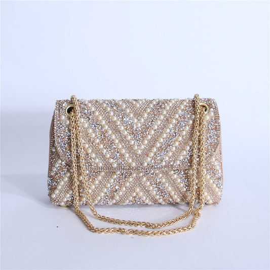 Fiorelle Women's Moonrise Pearl Clutch - Convertible Chain Evening Bag for Galas & Soirées