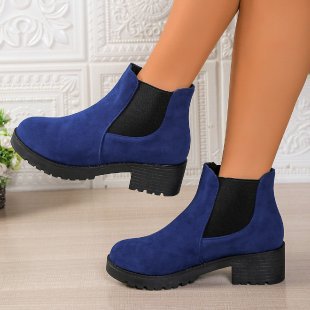 Fiorelle Women's London Fog Chelsea - Royal Blue Suede Platform Ankle Boots (US 4-10)
