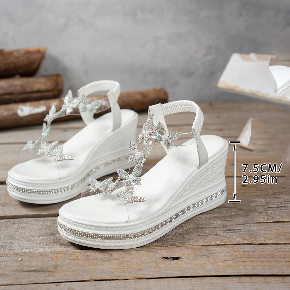 Fiorelle Women’s Stardust Vacation Wedge — Crystal-Embellished Platform Sandals with CloudFoam Comfort & Beach-to-Boardwalk