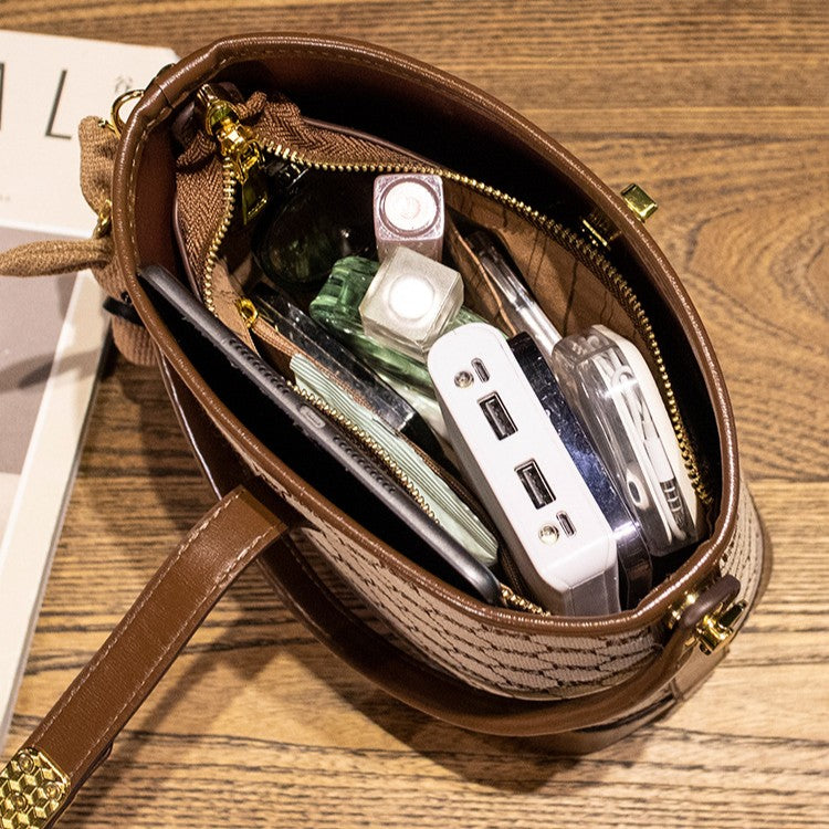 Fiorelle Women's Rabbit Muse Bucket Bag - Heritage Print & Crafted Leather Convertible Carry with Signature Charm & Optimized Capacity