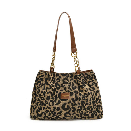 Fiorelle Women‘s Vintage Leopard Print Commuter Tote Spacious Work-to-Weekend Shoulder Bag