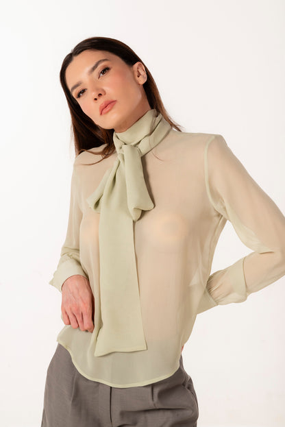 SIENNA LIGHT GREEN SILK BLOUSE