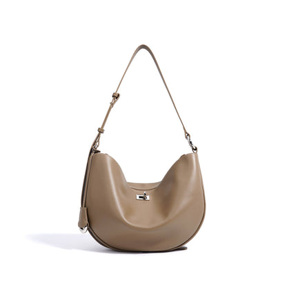 Fiorelle Women's Hush Rider Bucket — Genuine Leather Saddle Bag with Signature Lock Fastening & Convertible Shoulder Strap