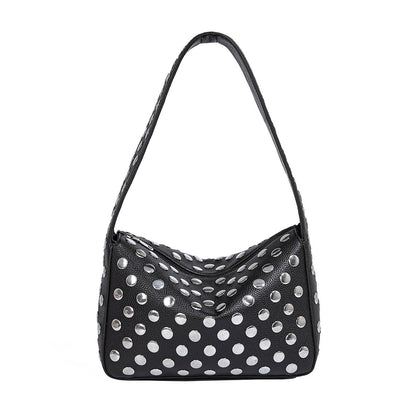 Fiorelle Women's Retro Rider Bag – Artisan-Embellished Underarm Shoulder Bag with Rivet Hardware