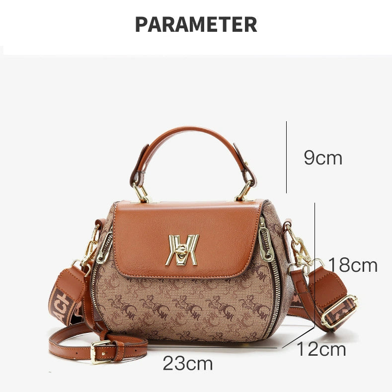 Fiorelle Women's Classic Letter Print Apple Bag - Multi-Way Crossbody Shoulder Tote Handbag Purse