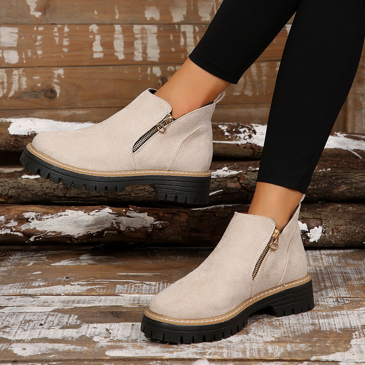 Fiorelle Women's Metro Chelsea Boots - Side-Zip Suede Ankle Boots with Chunky Heel (US 5-10.5)