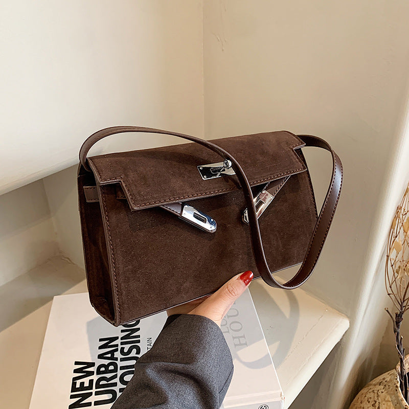 Fiorelle Women's Retro-Luxe Suede Mini Satchel - Convertible Underarm Crossbody Bag for Women | Vintage Brushed Texture in Caramel Ombre