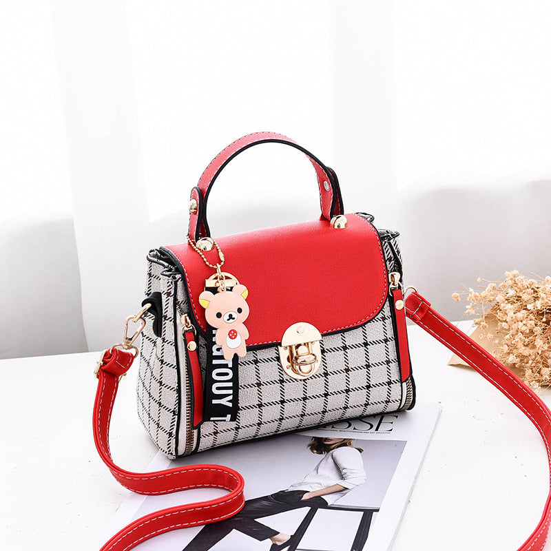 Fiorelle Women's Tartan-Trim Mini Crossbody - 3-Way Convertible Bag w/ Color-Block & Enamel Charms, Textured PU Small Purse