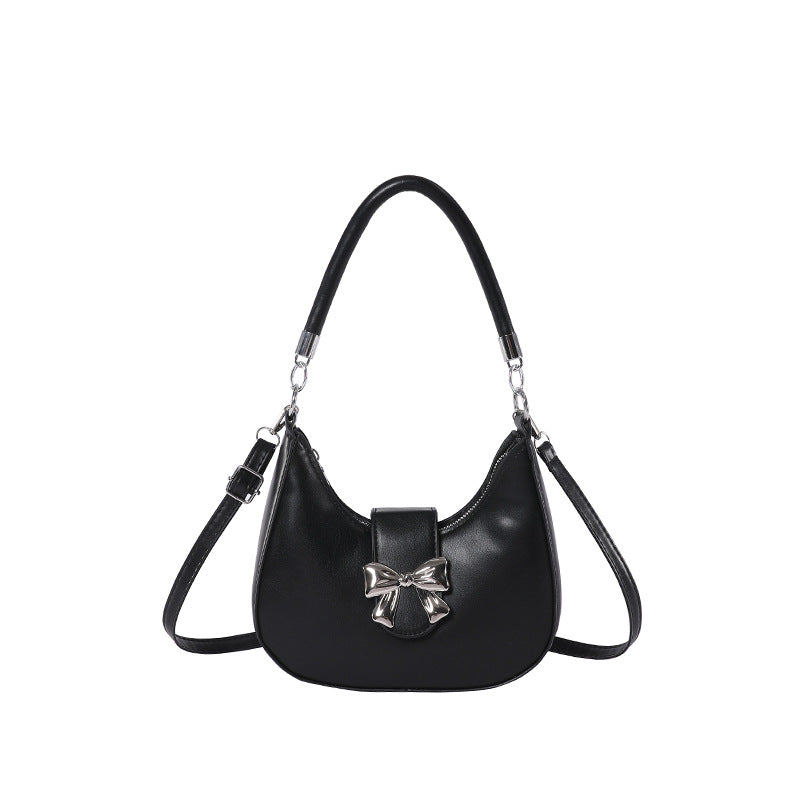 Fiorelle Women’s Bow-Adorned Chain Shoulder Bag - Crossbody Purse with Detachable Strap