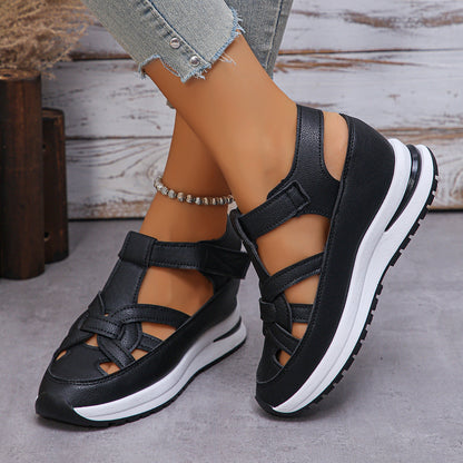 Fiorelle Women's Plus Size Comfort Chunky Gladiator Sandals - Wide Fit Adjustable Roman Style with Airflow Holes