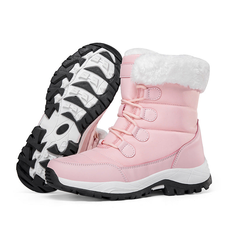 Fiorelle Women's Thermal Winter Hiking Boots - High-Cut Fleece Lined Snow Boots (Pink, White & Black - US 5-10)