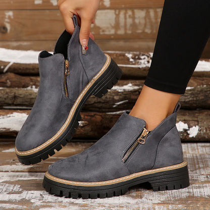 Fiorelle Women's Metro Chelsea Boots - Side-Zip Suede Ankle Boots with Chunky Heel (US 5-10.5)