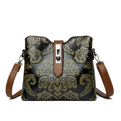 Fiorelle Women's Heritage Artisan Bucket - Distinctive Hand-Blocked Motifs on Heirloom Leather with Village-to-City Versatility