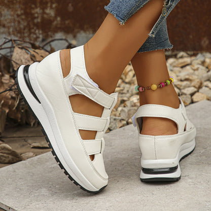 Fiorelle Women's Plus Size Hollow-Out Casual Sandals – Versatile Thin Platform with Height-Boosting Thick Sole