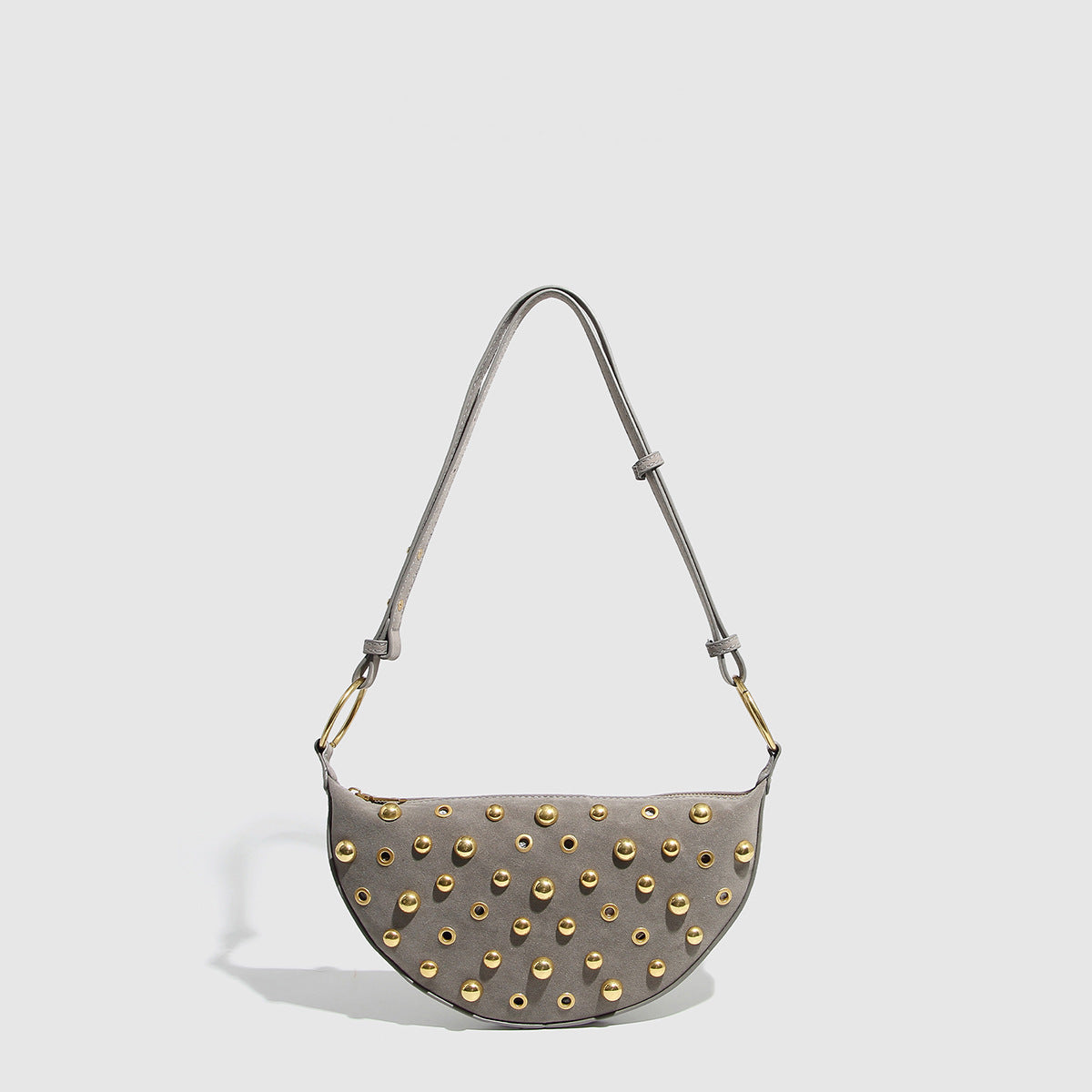 Fiorelle Women's Rebel Rivet Underarm Bag - Punk-Edge Mushroom Stud Shoulder Crossbody with Detachable Strap & Distressed Texture