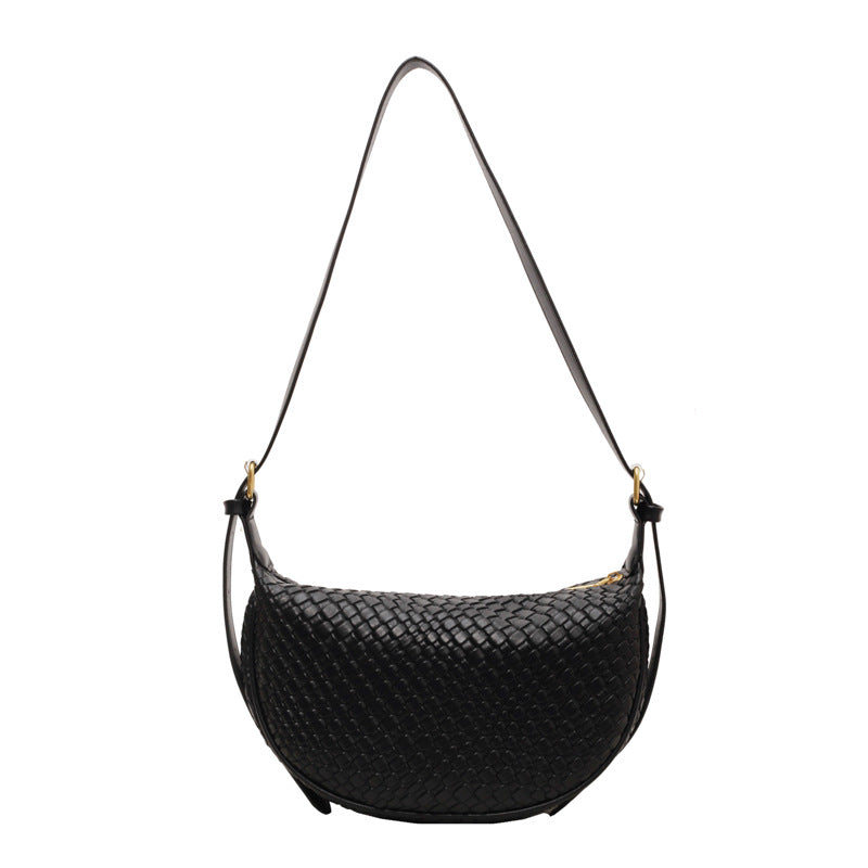 Fiorelle Women's Riviera Bias-Weave Crescent - Convertible Shoulder to Crossbody in French-Inspired Grain