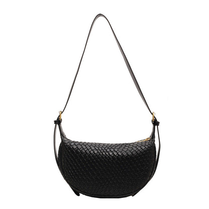 Fiorelle Women's Riviera Bias-Weave Crescent - Convertible Shoulder to Crossbody in French-Inspired Grain