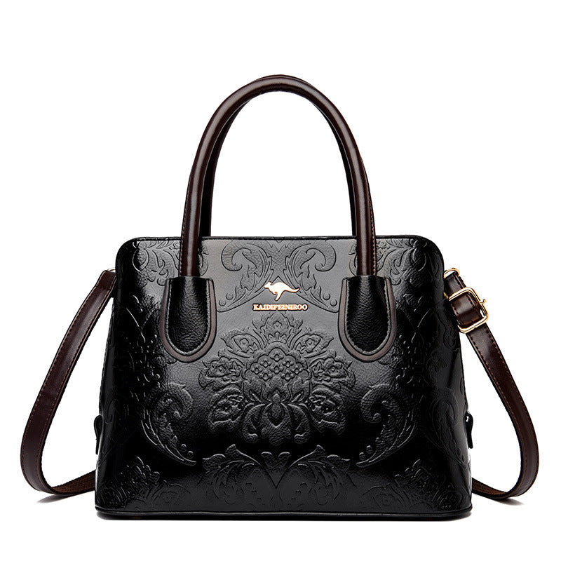 Fiorelle Women's Gilded Heirloom Satchel - Hand-Tooled Embossed Leather Convertible with Timeless Architecture & Artisan Legacy