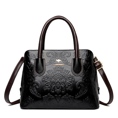 Fiorelle Women's Gilded Heirloom Satchel - Hand-Tooled Embossed Leather Convertible with Timeless Architecture & Artisan Legacy