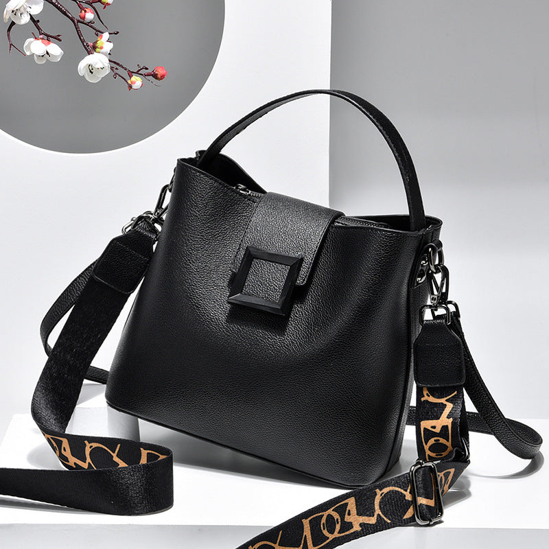 Fiorelle Women’s Signature-Buckle Square Bucket Bag - Premium Convertible Shoulder & Crossbody with Architectural Silhouette & Elevated Minimalism
