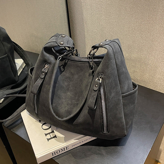 Fiorelle Women's Vintage Matte Motorcycle Tote Bag – Edgy Oversized Crossbody with Rugged Texture for College & Urban Commute
