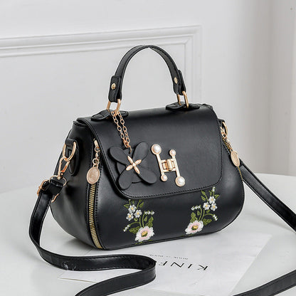 Fiorelle Women's Elegant Embroidered Flap Bucket Bag – Stylish Convertible Crossbody Shoulder Bag