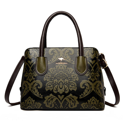 Fiorelle Women's Gilded Heirloom Satchel - Hand-Tooled Embossed Leather Convertible with Timeless Architecture & Artisan Legacy