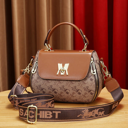 Fiorelle Women's Classic Letter Print Apple Bag - Multi-Way Crossbody Shoulder Tote Handbag Purse