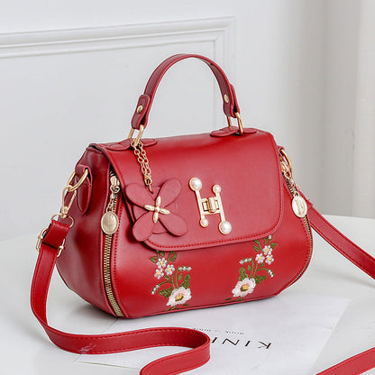 Fiorelle Women's Elegant Embroidered Flap Bucket Bag – Stylish Convertible Crossbody Shoulder Bag