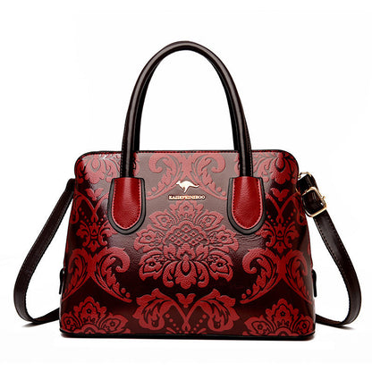 Fiorelle Women's Gilded Heirloom Satchel - Hand-Tooled Embossed Leather Convertible with Timeless Architecture & Artisan Legacy