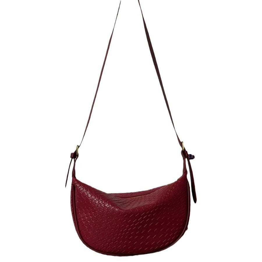 Fiorelle Women's Riviera Bias-Weave Crescent - Convertible Shoulder to Crossbody in French-Inspired Grain