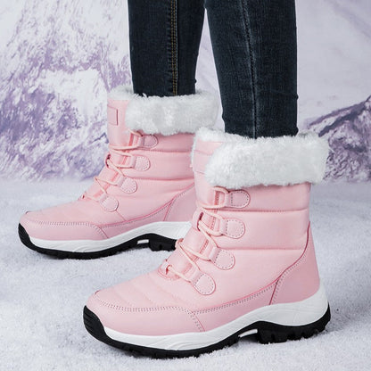 Fiorelle Women's Thermal Winter Hiking Boots - High-Cut Fleece Lined Snow Boots (Pink, White & Black - US 5-10)