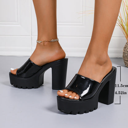 Fiorelle Women’s Elvara Platform Block Heel Slide Sandals – High Platform Chic Dress Heels (US 5–10.5)
