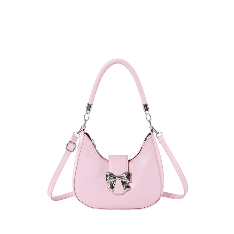 Fiorelle Women’s Bow-Adorned Chain Shoulder Bag - Crossbody Purse with Detachable Strap