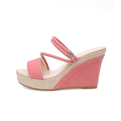 Fiorelle Women’s VelvetAir Ankle-Strap Platform Wedge Sandals – Breathable Suede Elegant Shoes (US 5–10.5)