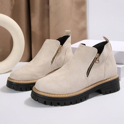 Fiorelle Women's Metro Chelsea Boots - Side-Zip Suede Ankle Boots with Chunky Heel (US 5-10.5)