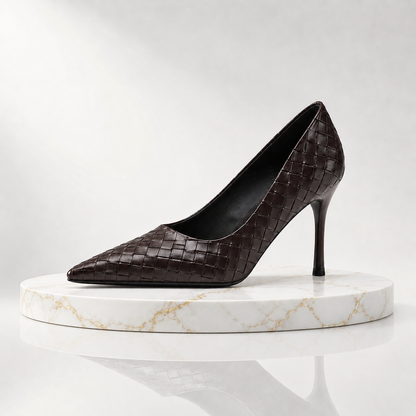 Sofia Leather Woven Pumps