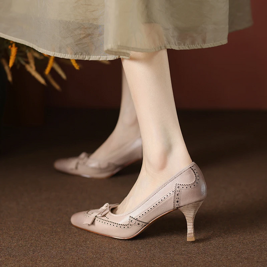Charlotte Bow Leather Heels