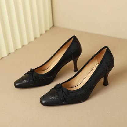 Charlotte Bow Leather Heels