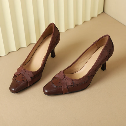 Charlotte Bow Leather Heels