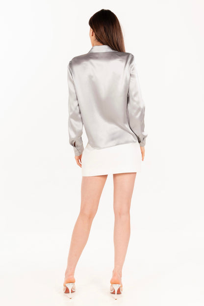ADA GREY SILK SATIN SHIRT
