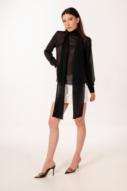 SIENNA BLACK SILK BLOUSE