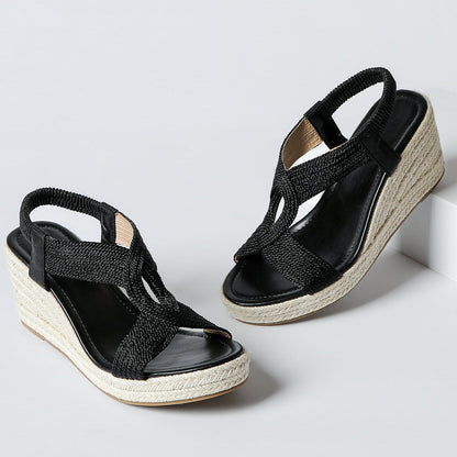 Fiorelle Women's Ria Braid Artisan Platform Wedge Sandals – Sculpted Woven Rope Open-Toe Roman Sandals (US 4–10.5)