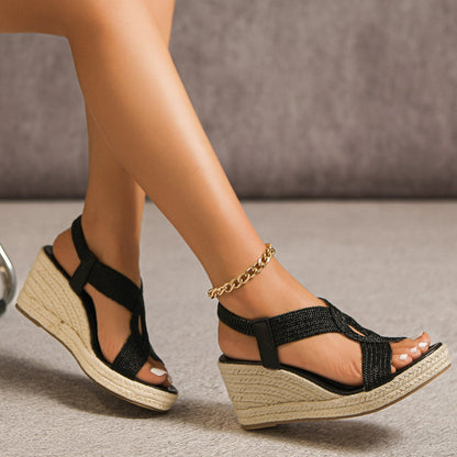 Fiorelle Women's Ria Braid Artisan Platform Wedge Sandals – Sculpted Woven Rope Open-Toe Roman Sandals (US 4–10.5)