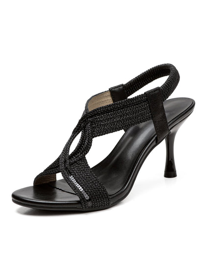 Fiorelle Women's Thea Braid Artisan Stiletto Sandals – Handwoven Open-Toe Roman Heels (US 4–10.5)