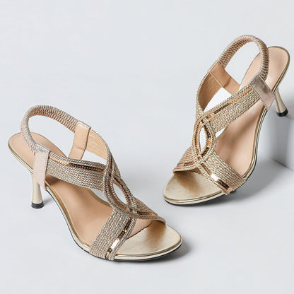 Fiorelle Women's Thea Braid Artisan Stiletto Sandals – Handwoven Open-Toe Roman Heels (US 4–10.5)