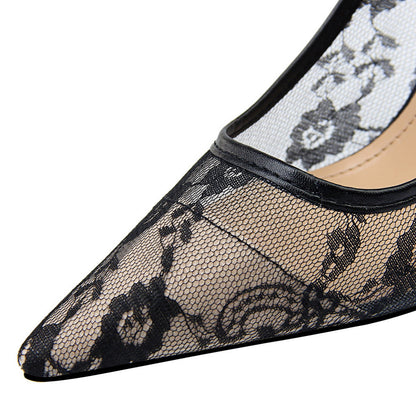 Fiorelle Women’s Valeria Lace Mesh Stiletto Pumps – Pointed-Toe Hollow Elegant Heels (US 3.5–10.5)