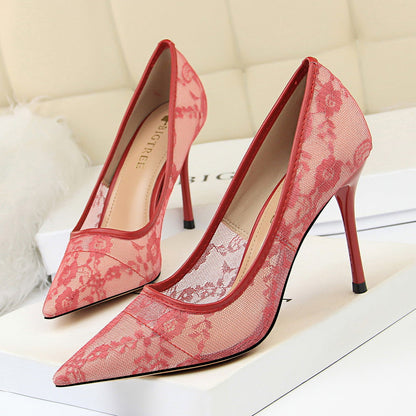 Fiorelle Women’s Valeria Lace Mesh Stiletto Pumps – Pointed-Toe Hollow Elegant Heels (US 3.5–10.5)
